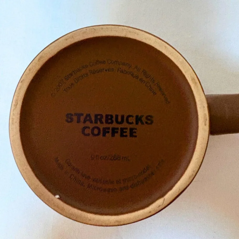 Starbucks Latte & Mocha Ceramic Mugs Set of 2 Ribbed Design 9oz Coffee Cups 2007 - Picture 8 of 8